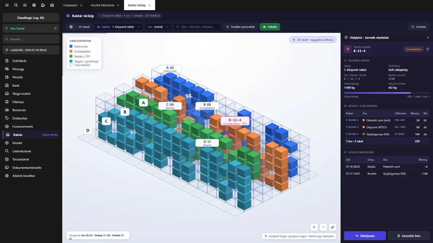 DataMagic WMS – 3D raktártérkép